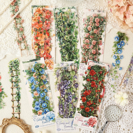 0-Sheet Long Floral Sticker Set, Charming Flower Designs, Ideal for Scrapbooking & Card Making