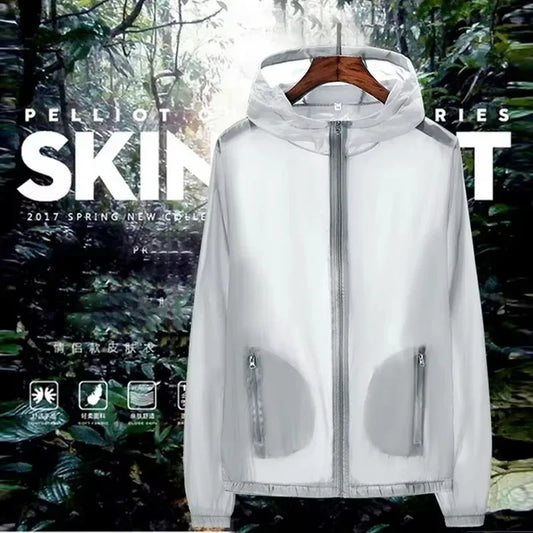 (S-7XL)Men Women Teens Ultrathin Ultralight Transparent Quick Dry Sun-Protective Camping Hiking Jacket Skin Coat Windbreaker
