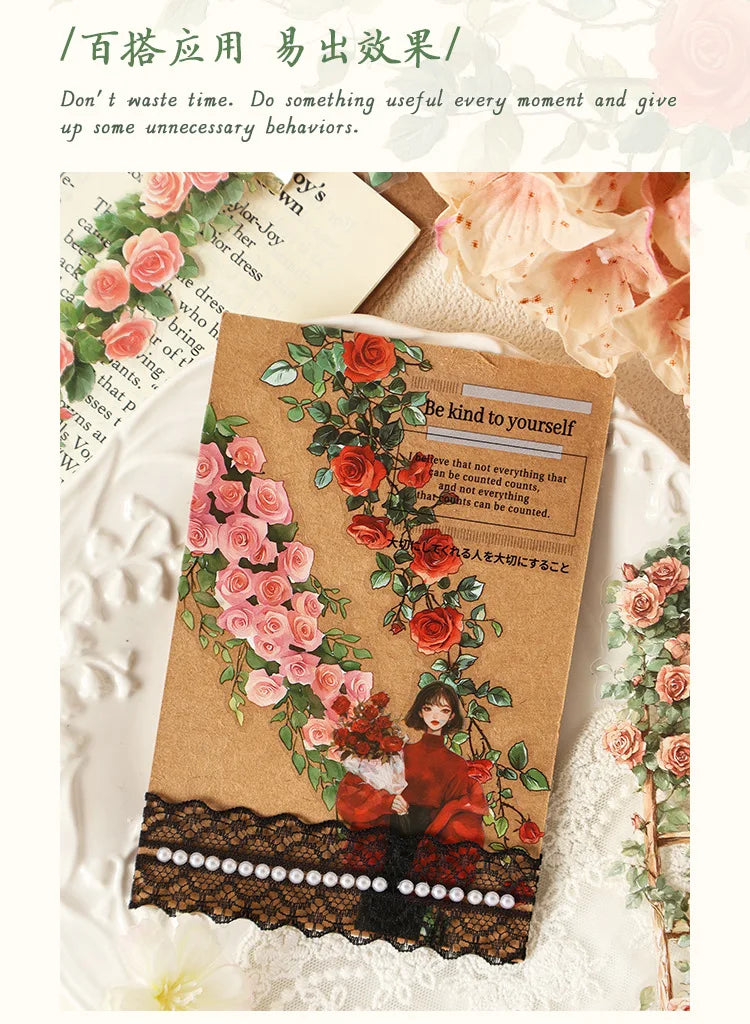 0-Sheet Long Floral Sticker Set, Charming Flower Designs, Ideal for Scrapbooking & Card Making