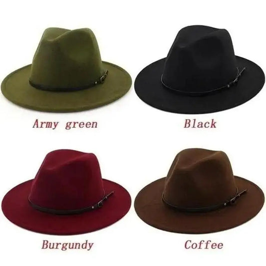 1 Pcs Handsome Men/Women New Arrival Wool Top Hat Jazz Retro Black Wool Gentlemen Hat Flat Brimmed Wide Brim Hat Woman Gifts