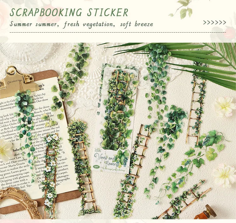 0-Sheet Long Floral Sticker Set, Charming Flower Designs, Ideal for Scrapbooking & Card Making