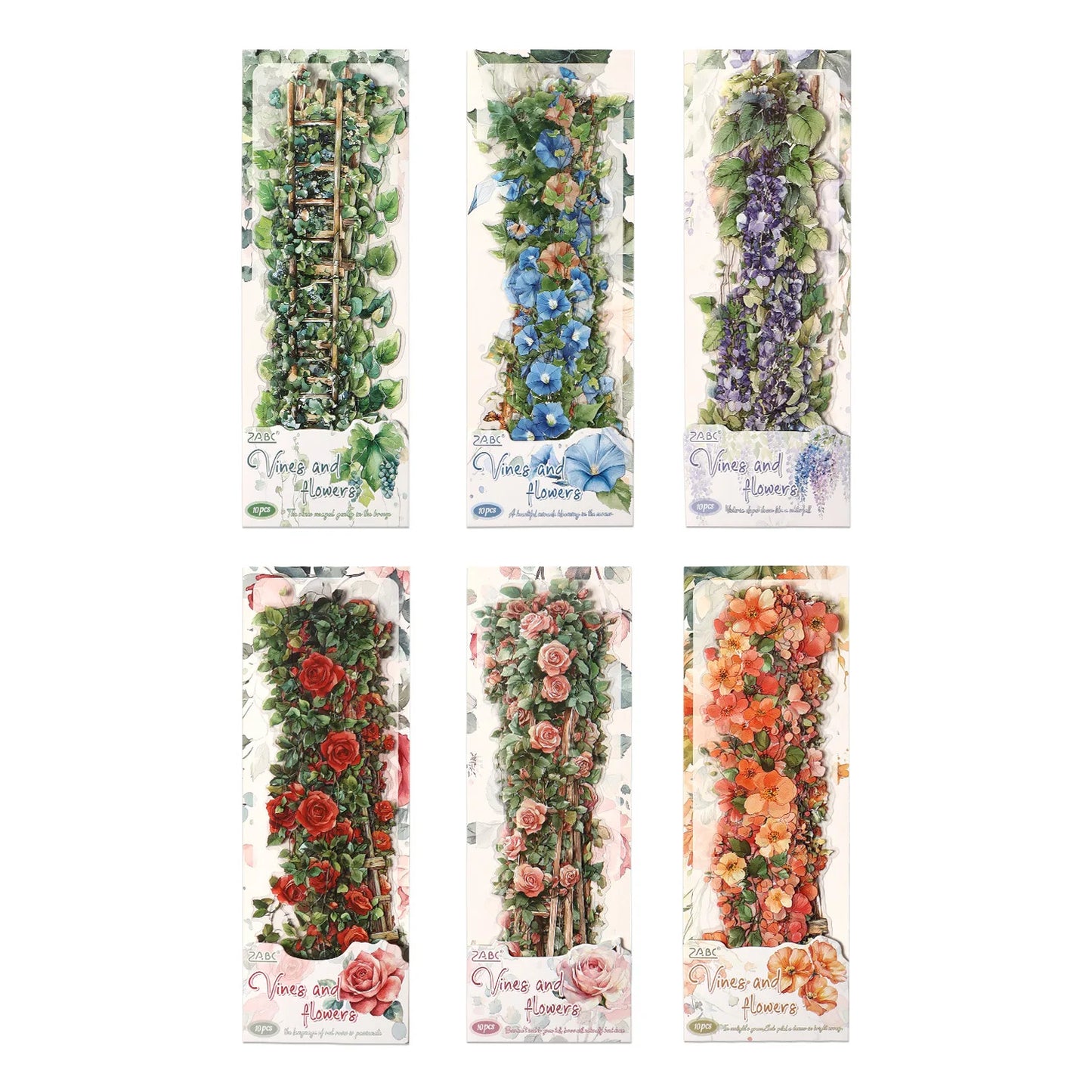 0-Sheet Long Floral Sticker Set, Charming Flower Designs, Ideal for Scrapbooking & Card Making