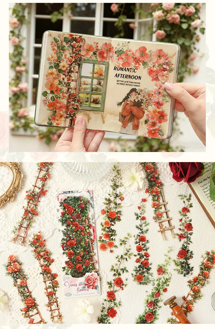 0-Sheet Long Floral Sticker Set, Charming Flower Designs, Ideal for Scrapbooking & Card Making