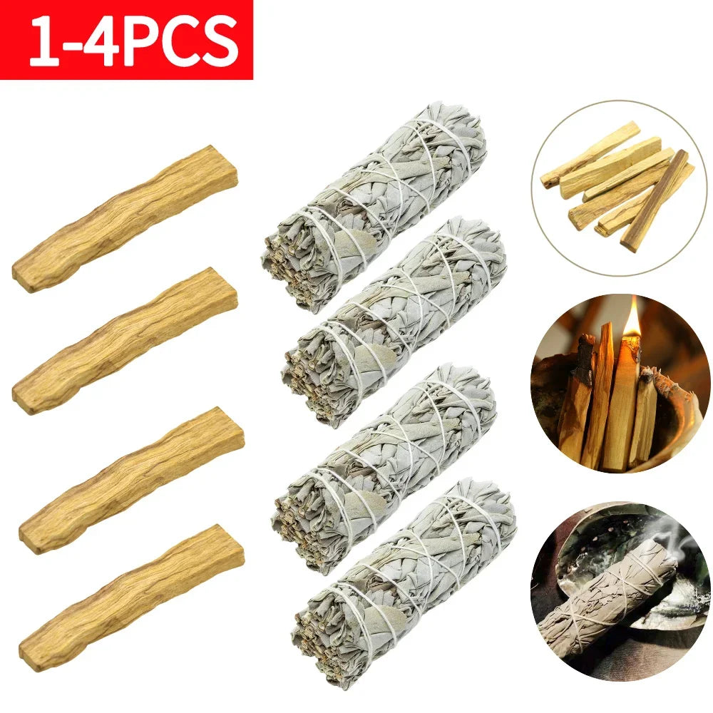 1-4PCS Palo Santo Natural Incense Sticks Aromatherapy Burn Sticks No Fragrance Incense Wooden Smudge Sticks for Home Living Room