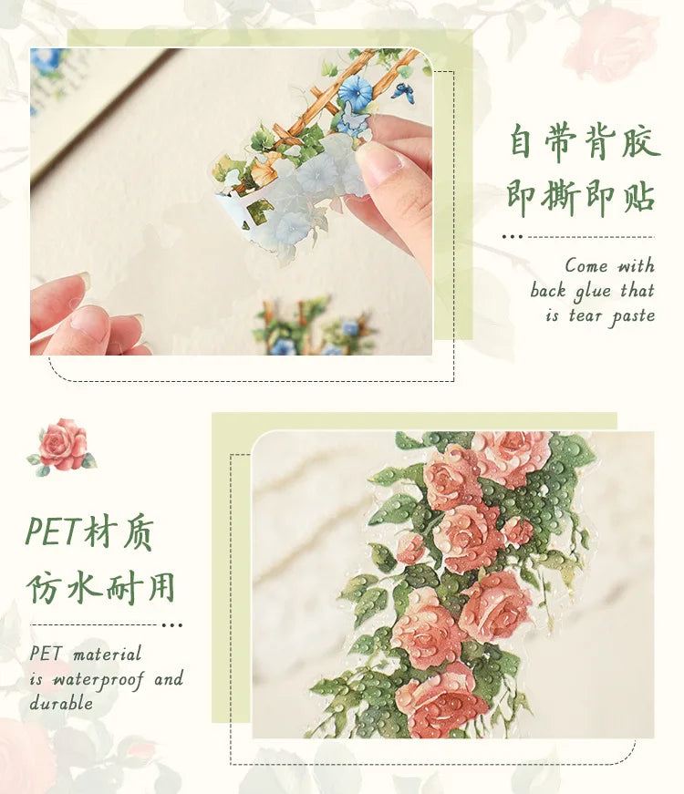 0-Sheet Long Floral Sticker Set, Charming Flower Designs, Ideal for Scrapbooking & Card Making