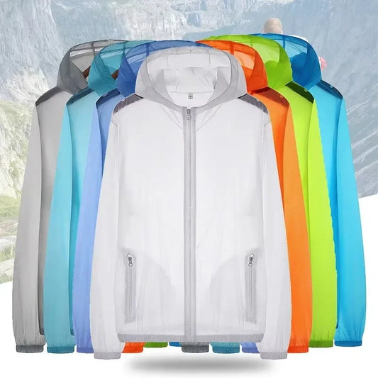 (S-7XL)Men Women Teens Ultrathin Ultralight Transparent Quick Dry Sun-Protective Camping Hiking Jacket Skin Coat Windbreaker