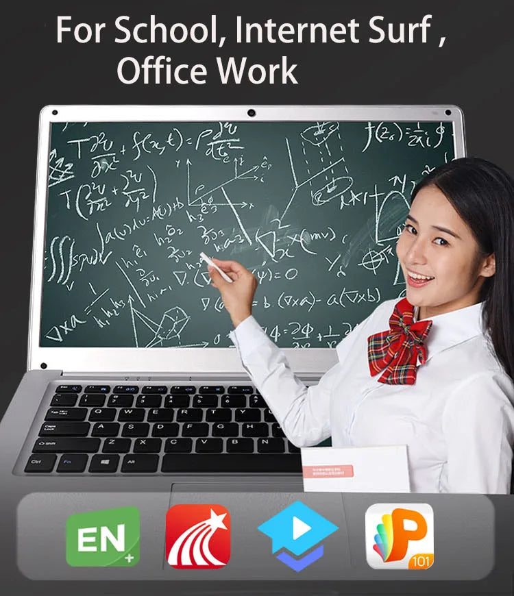 2025 14 inch Affordable Student Laptop Budget-Friendly Notebook Windows 10 for School Lightweight intel Celeron CPU USB 3.0 WiFi