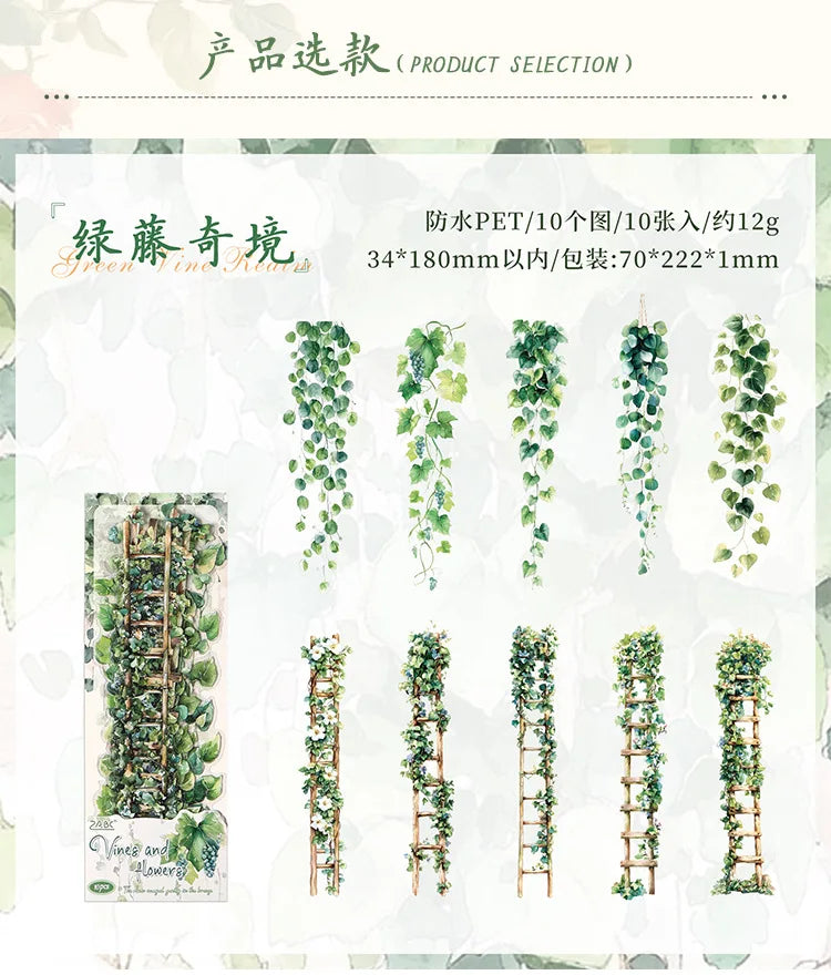 0-Sheet Long Floral Sticker Set, Charming Flower Designs, Ideal for Scrapbooking & Card Making