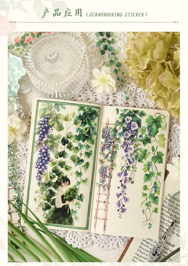 0-Sheet Long Floral Sticker Set, Charming Flower Designs, Ideal for Scrapbooking & Card Making